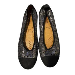 Gabor Hovercraft Womens Metallic Navy Blue Perforated Flat Size 7.5